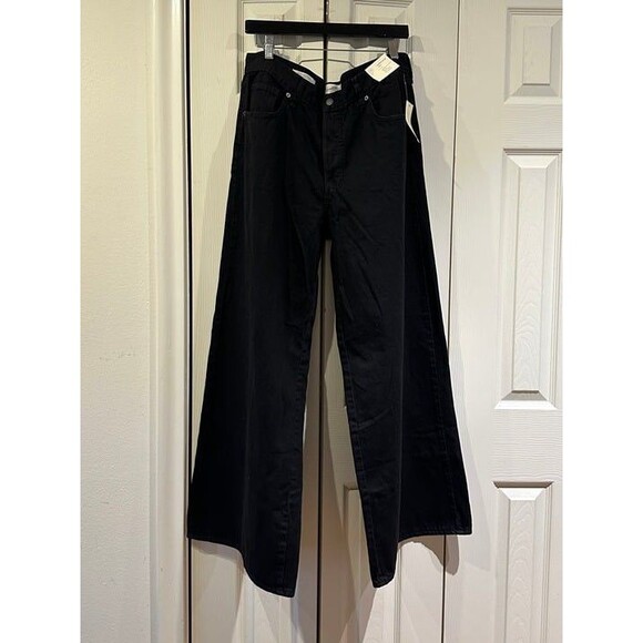 NWT Universal Thread Black Mid Rise Super Wide Leg Jeans Rigid Nonstretch 14 - Picture 3 of 11